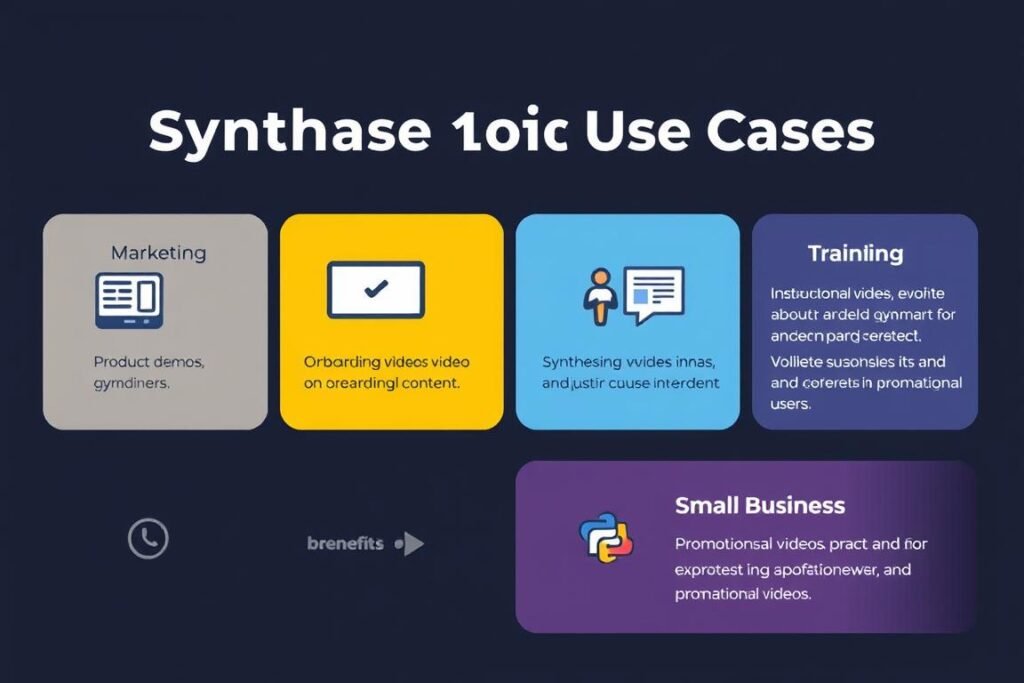 Synthesia review showing different use cases for various professionals