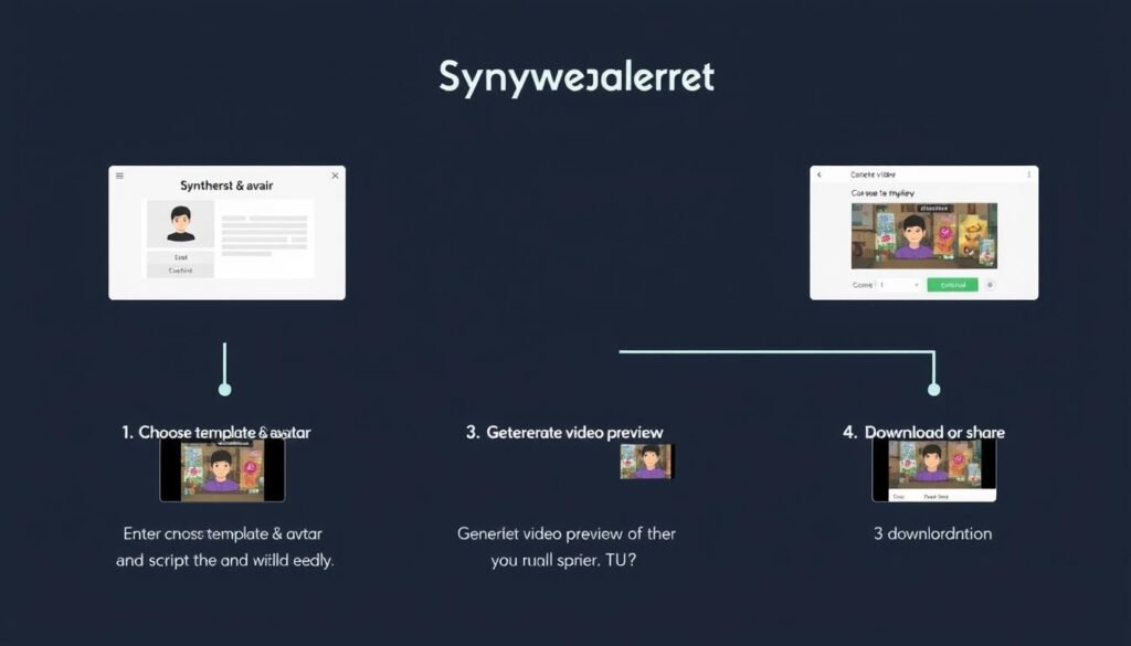 Synthesia review showing the complete video creation workflow from template to final video