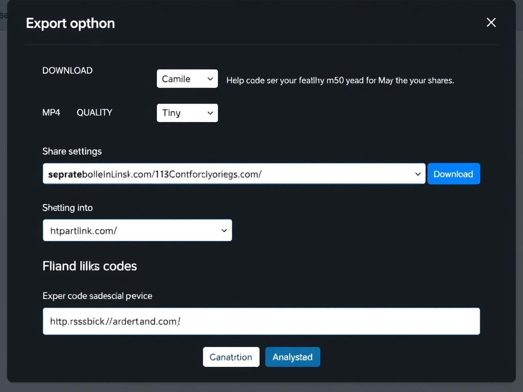 Synthesia review showing the export settings and sharing options