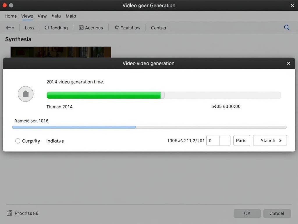 Synthesia review showing the video generation process with loading screen